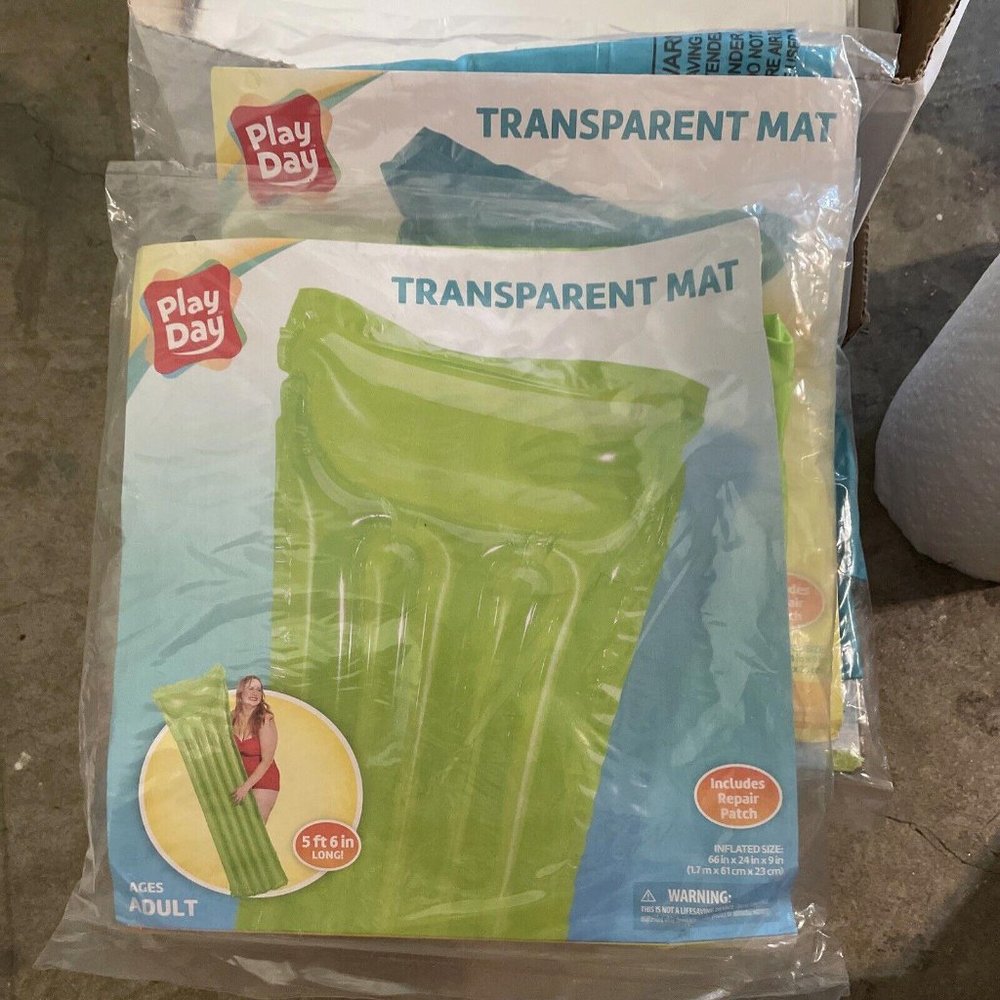 2 Pack Play Day Transparent Mat Inflatable Pool Float Raft 5 ft 6 in Blue Green